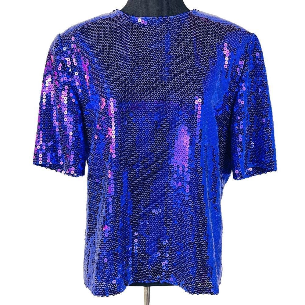Carlisle Purple Sequin Blouse Top Evening Wear Shimmer Size 10